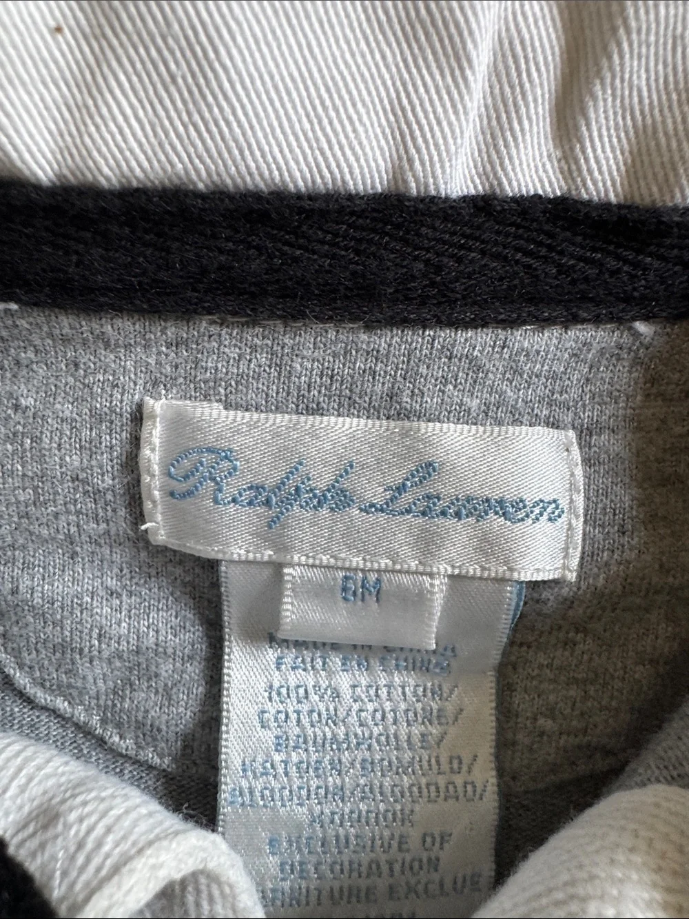 Ralph Lauren Gray Polo Collared Footie with Blue Polo Logo